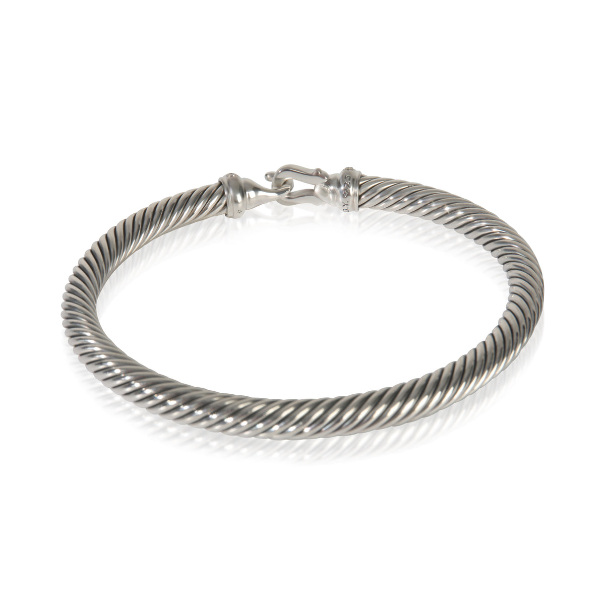David Yurman Sterling Silver Diamond Buckle Cable Classic Bracelet pv