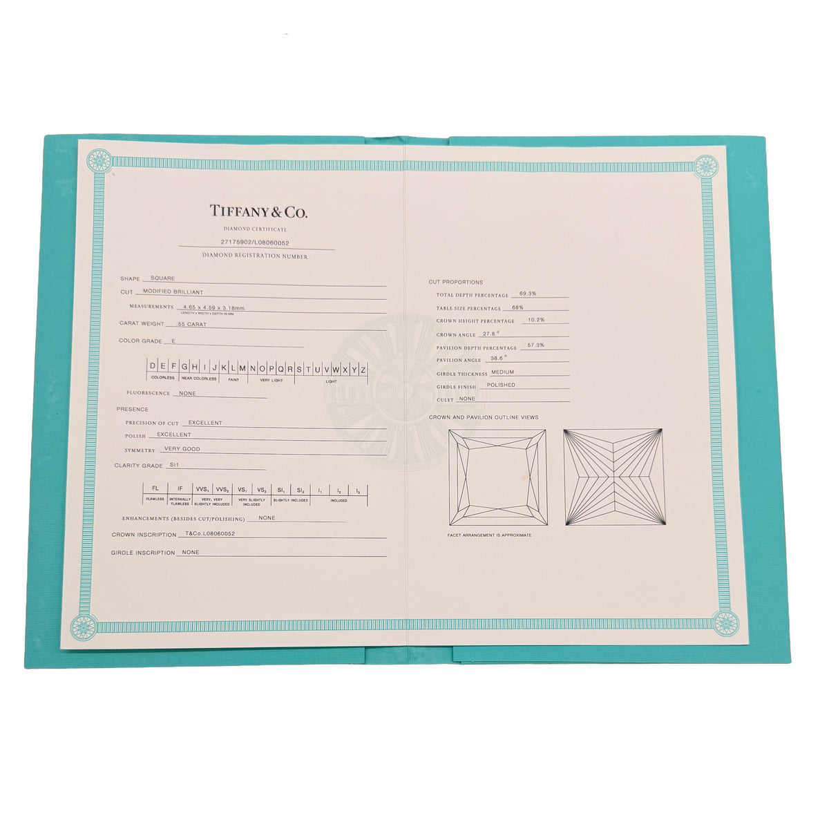 Tiffany & Co. 0.55 ct Princess Diamond Engagement Ring box