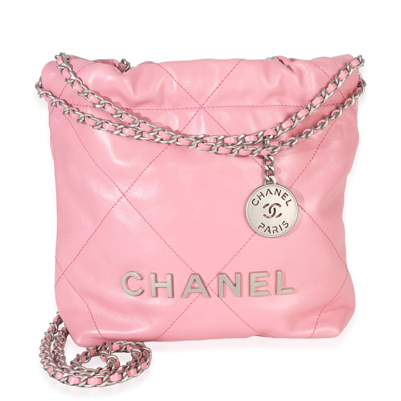 Chanel Pink Quilted Calfskin  22 Mini Hobo Handbag id