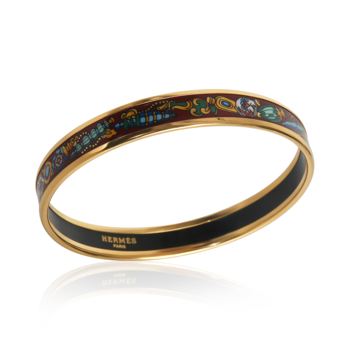 Hermès Gold Plated  Narrow Enamel Bracelet pv