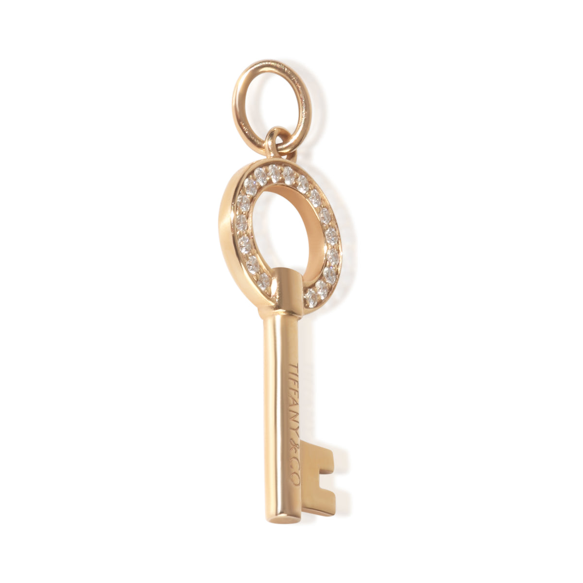 Tiffany & Co. Rose Gold Diamond Mini Modern Open Round Key Pendant bv