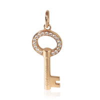 Tiffany & Co. Rose Gold Diamond Mini Modern Open Round Key Pendant pv