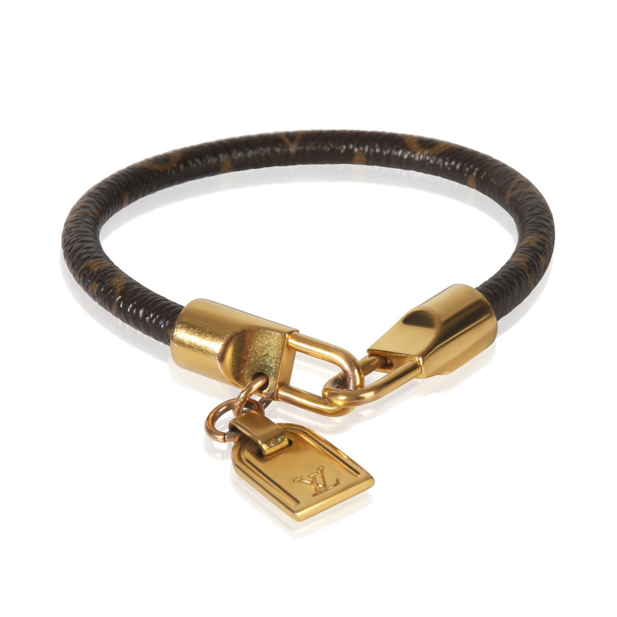 Louis Vuitton Gold Plated  Canvas Monogram Luck It Charm Bracelet fv