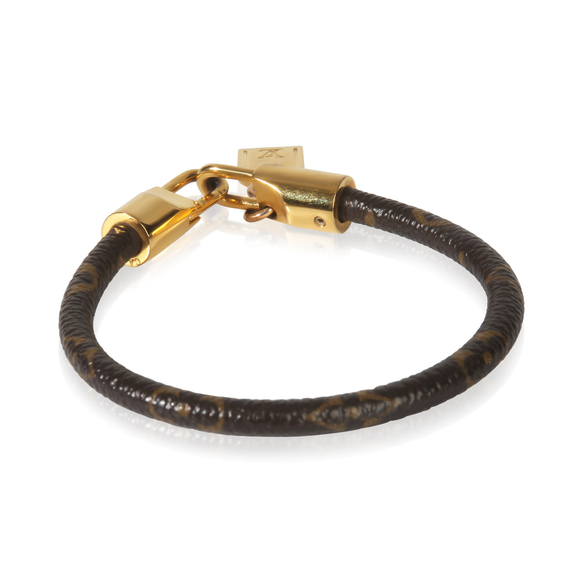 Louis Vuitton Gold Plated  Canvas Monogram Luck It Charm Bracelet pv