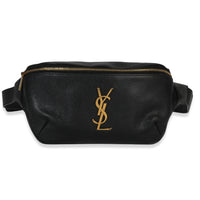 Saint Laurent Black Grain De Poudre Monogram Belt Bag Handbag id