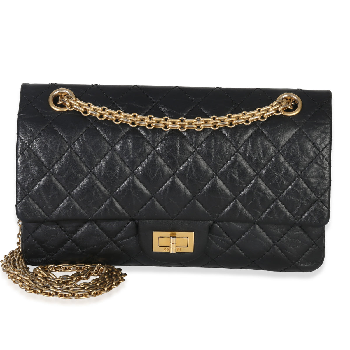 Chanel Black Quilted Aged Calfskin 2.55 Reissue 225 Flap Bag Handbag id