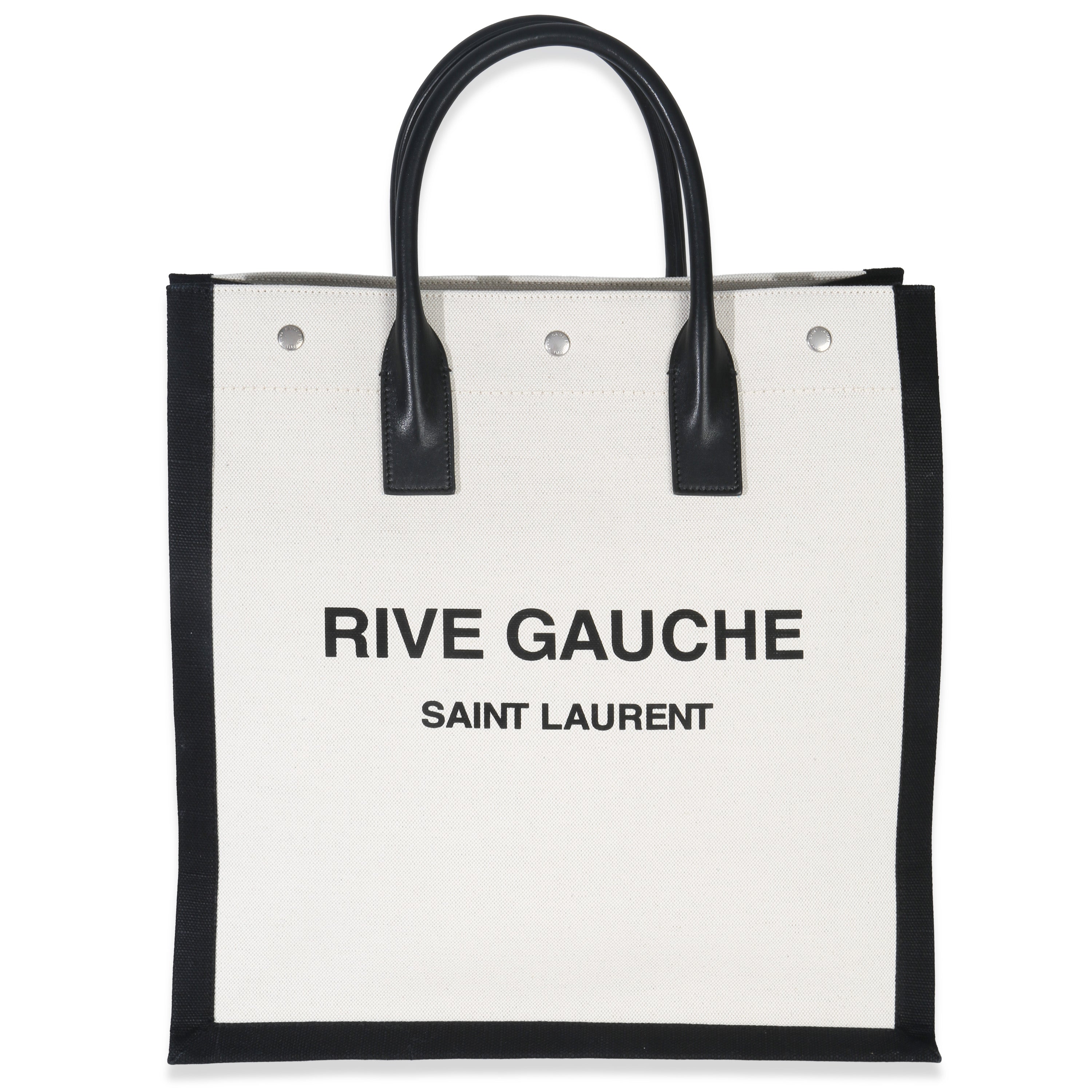 Saint Laurent Beige Linen North South Rive Gauche Tote Handbag id