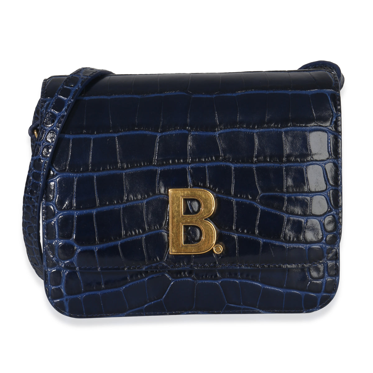Balenciaga B. Navy Croc Small Shoulder Bag Handbag id