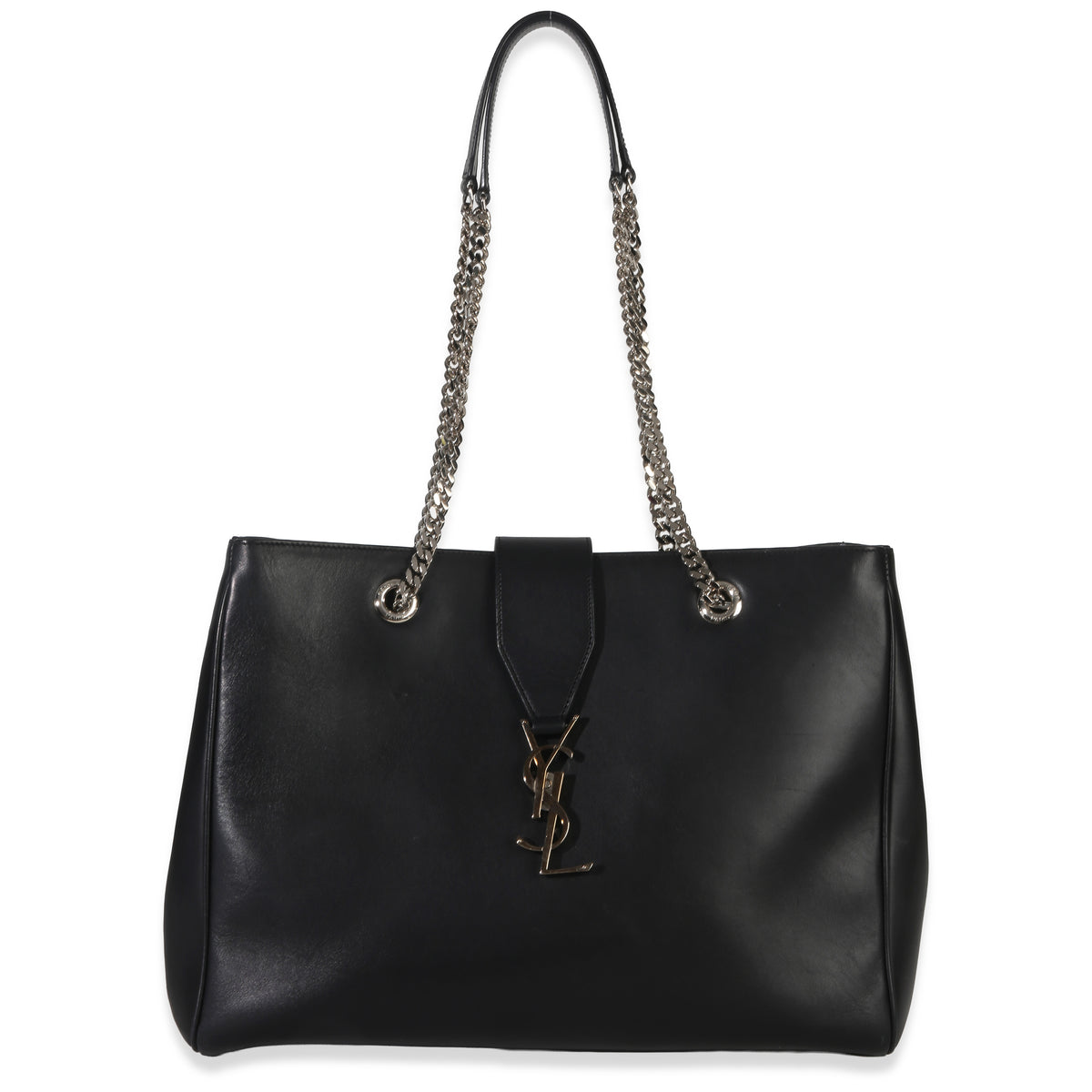 Saint Laurent Black Smooth Leather Cassandre Tote Bag Handbag id