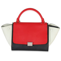 Celine Red Black White Grained Calfskin Small Trapeze Bag Handbag id