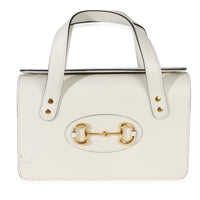 Gucci Mystic White Calfskin Small Horsebit 1955 Foldover Top Handle Bag Handbag id