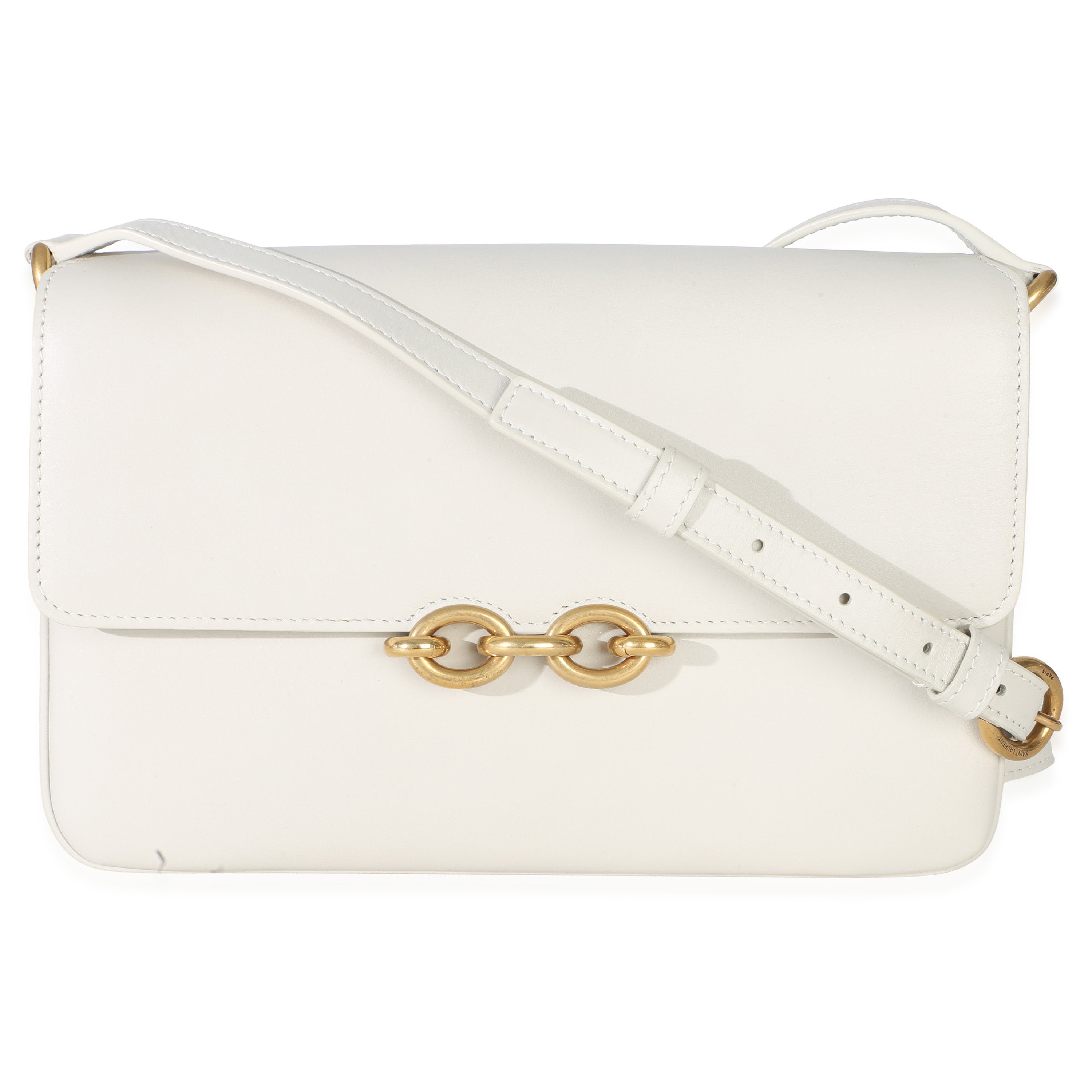 Saint Laurent Cream Smooth Calfskin Le Maillon Satchel Handbag id