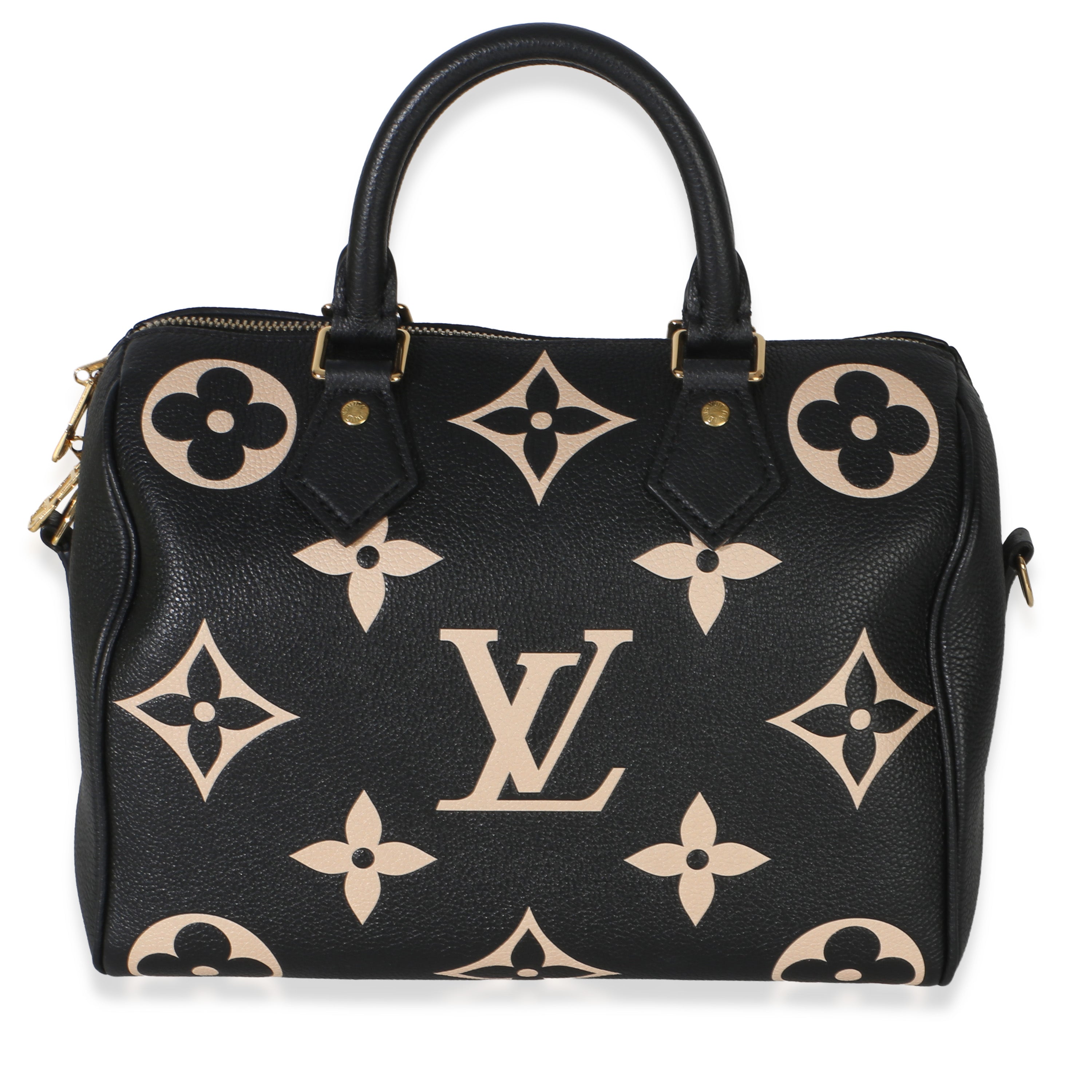 Louis Vuitton Black Beige Monogram Empreinte Speedy Bandouliere 25 Handbag id