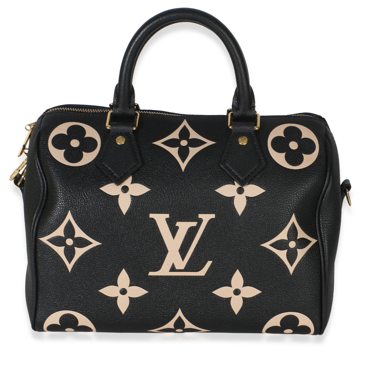 Louis Vuitton Black Beige Monogram Empreinte Speedy Bandouliere 25 Handbag id