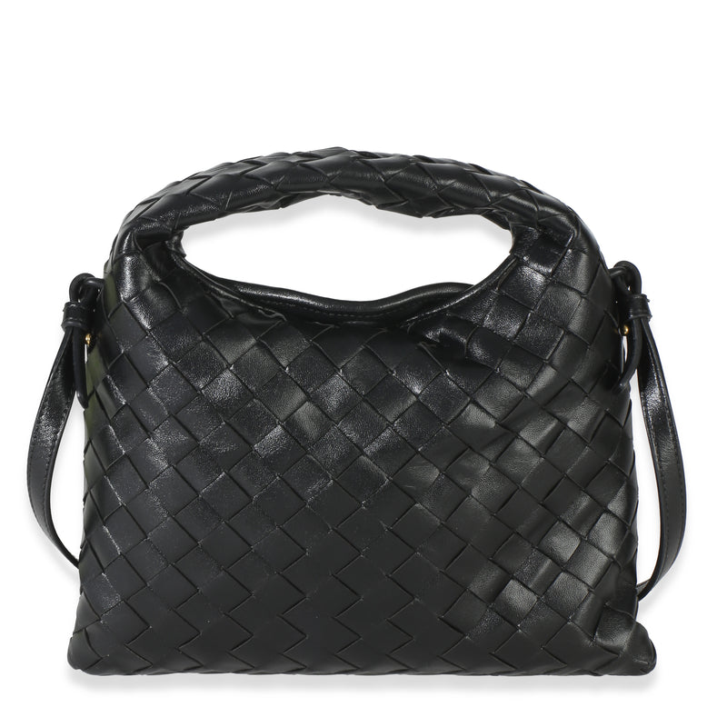Bottega Veneta Black Nappa Intrecciato Mini Hop Hobo Handbag id