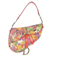 Christian Dior Multicolor Canvas Floral Hawaii Glamour Medium Saddle Bag Handbag id