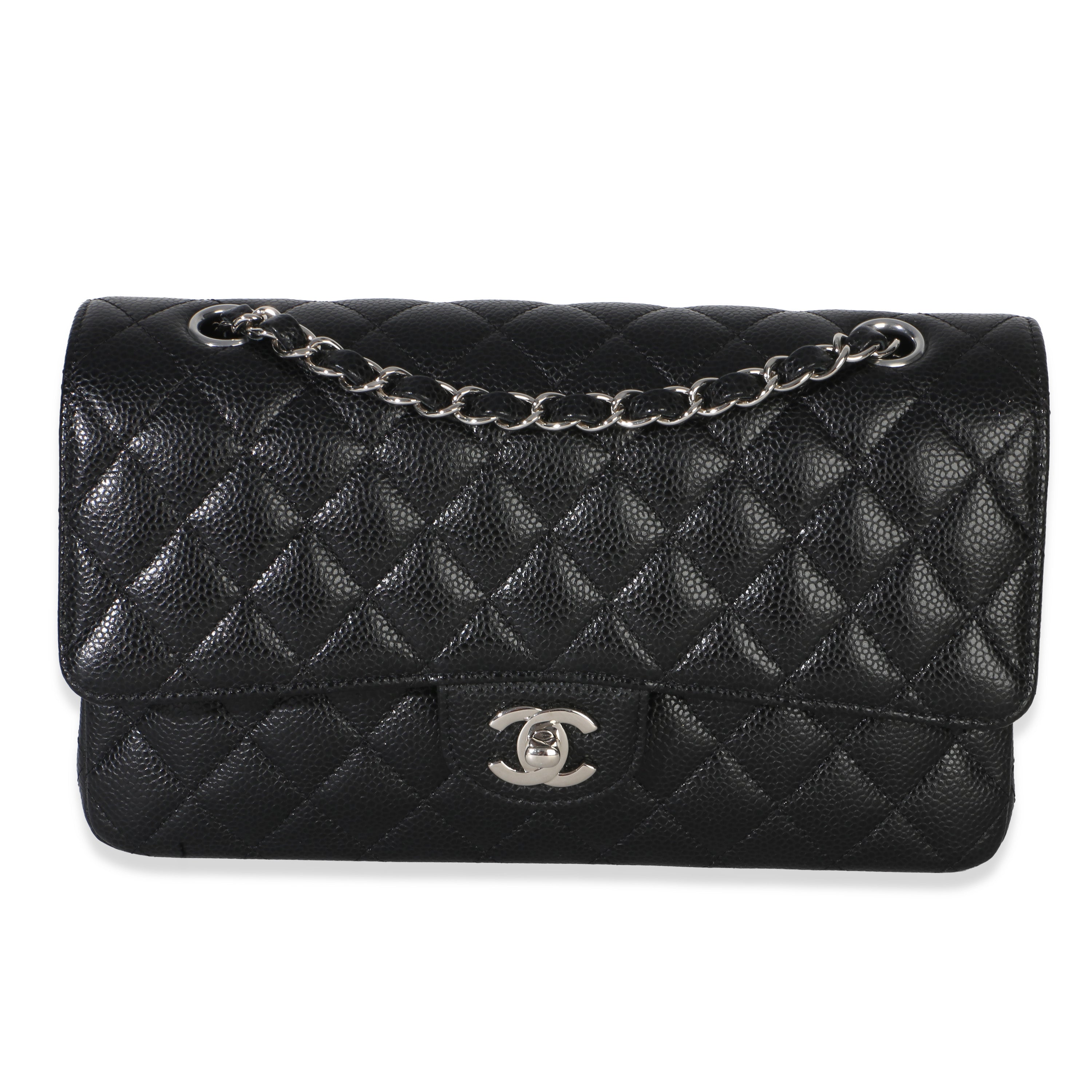 Chanel Black Quilted Caviar Medium Classic Double Flap Bag Handbag id