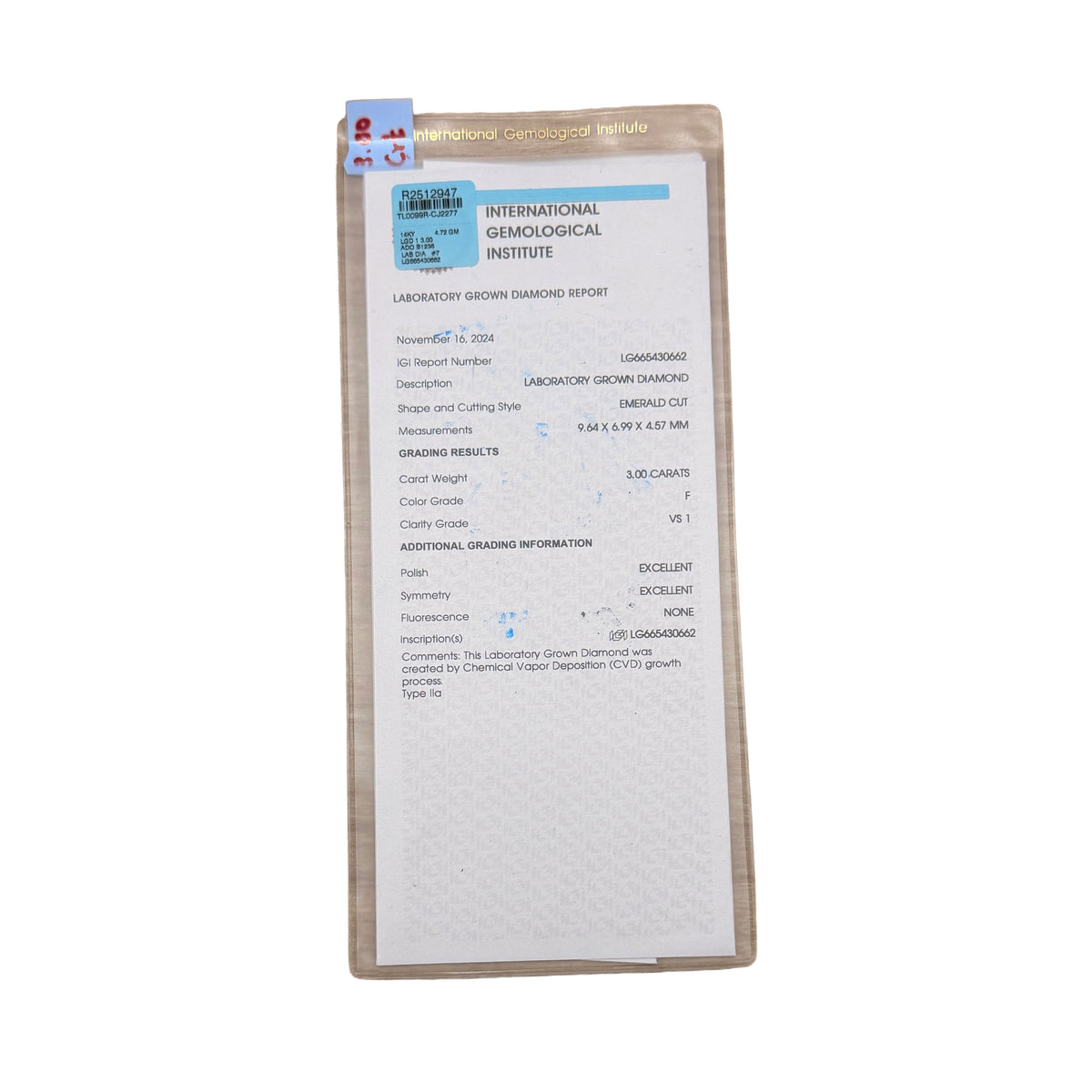 myGemma 3 ctw Yellow Gold Lab Grown Diamond Engagement Ring box