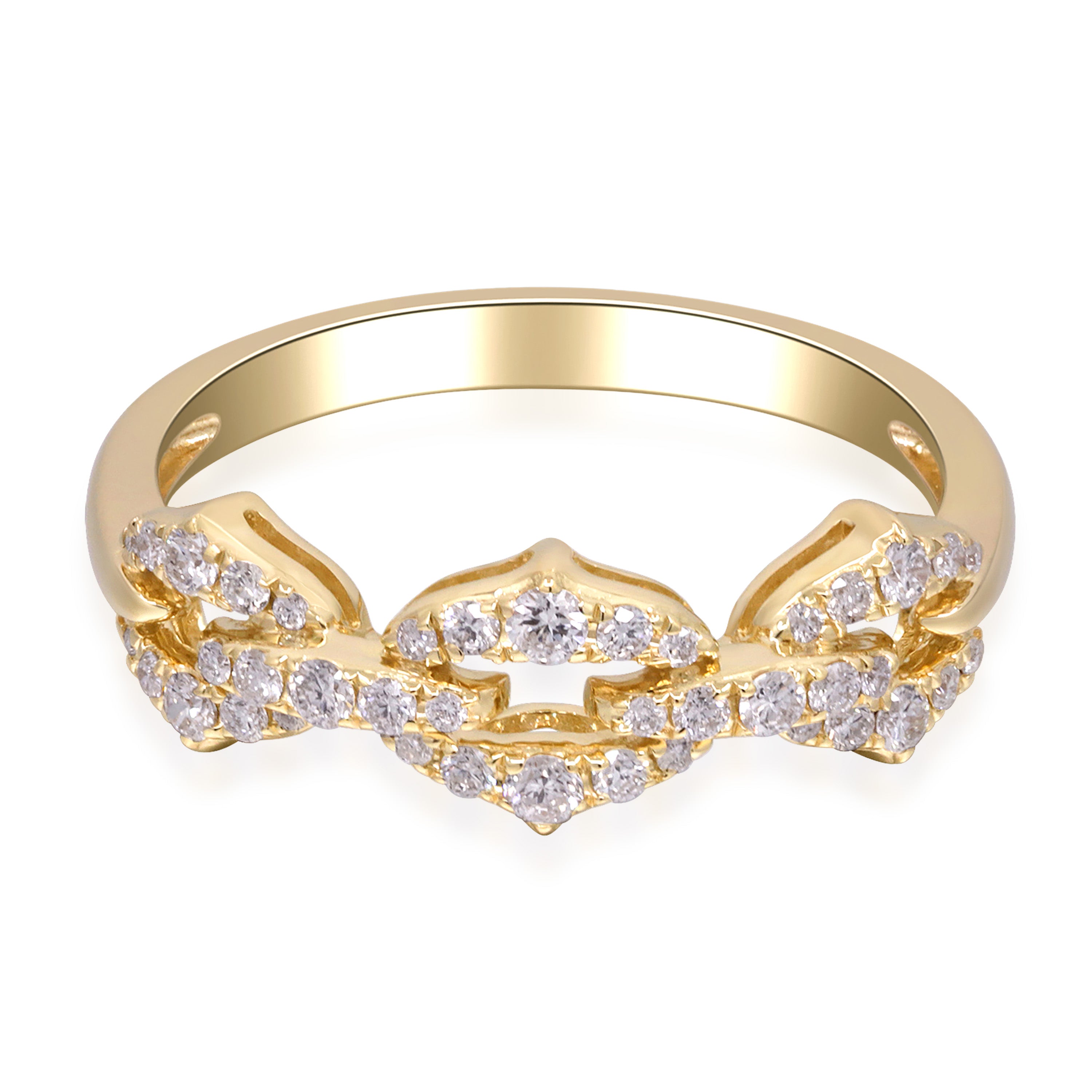 myGemma Yellow Gold Diamond Chain Link Ring fv