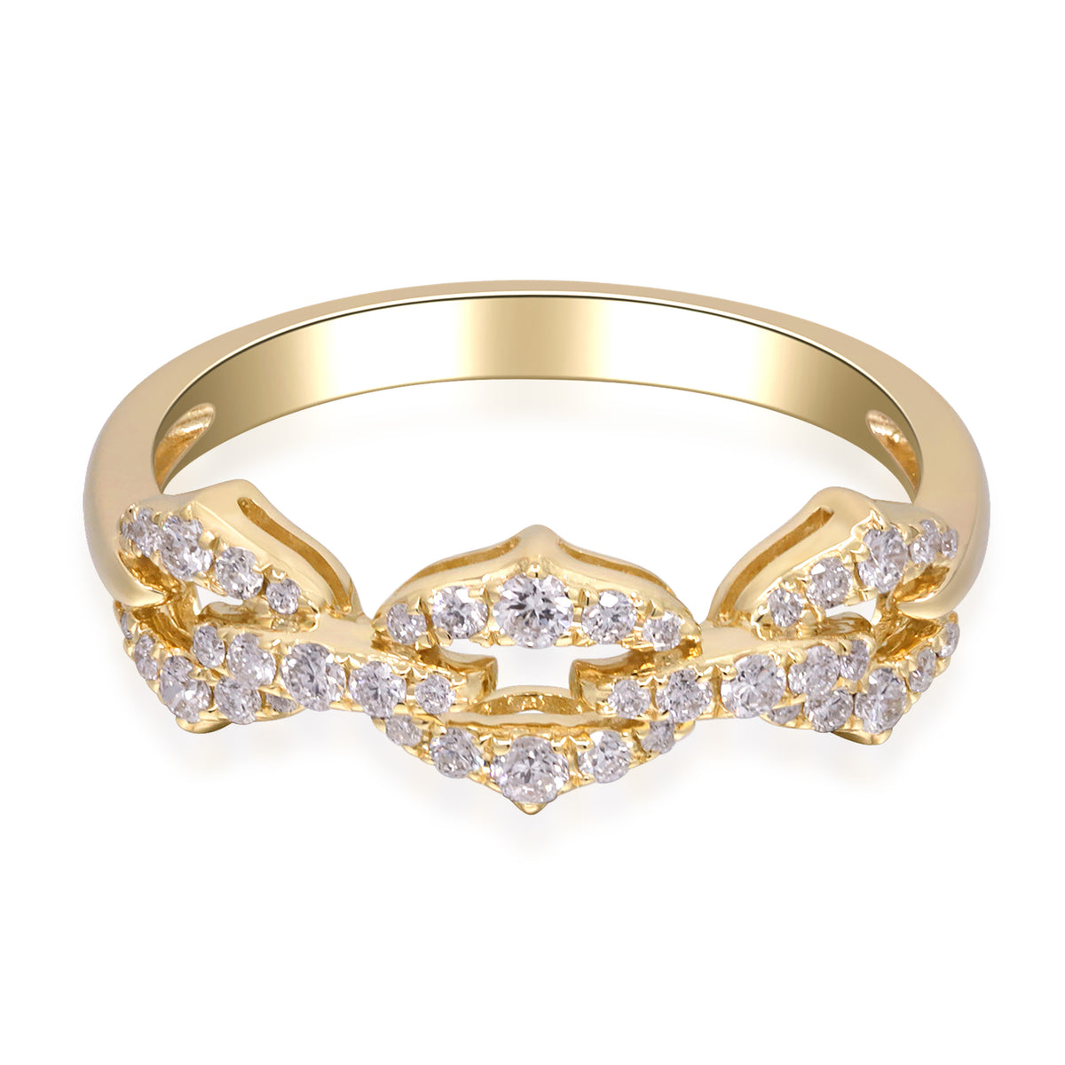 myGemma Yellow Gold Diamond Chain Link Ring fv