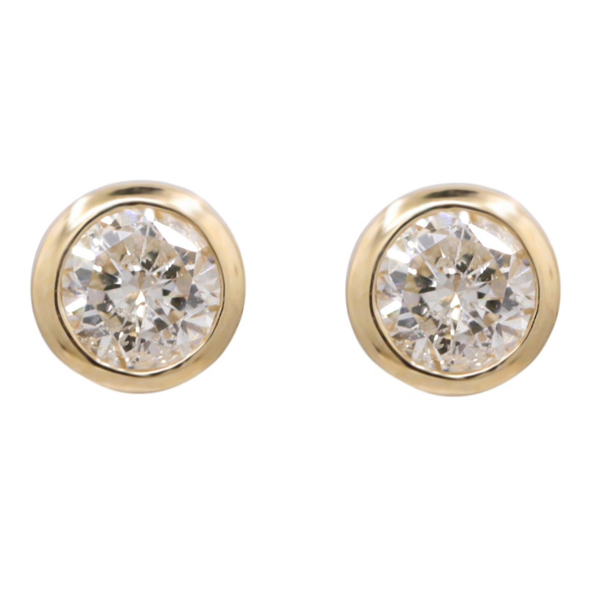 myGemma Yellow Gold Diamond Bezel Set Stud Earrings fv