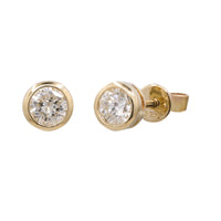 myGemma Yellow Gold Diamond Bezel Set Stud Earrings sv