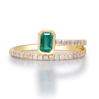 myGemma Yellow Gold Emerald and Diamond Ring fv