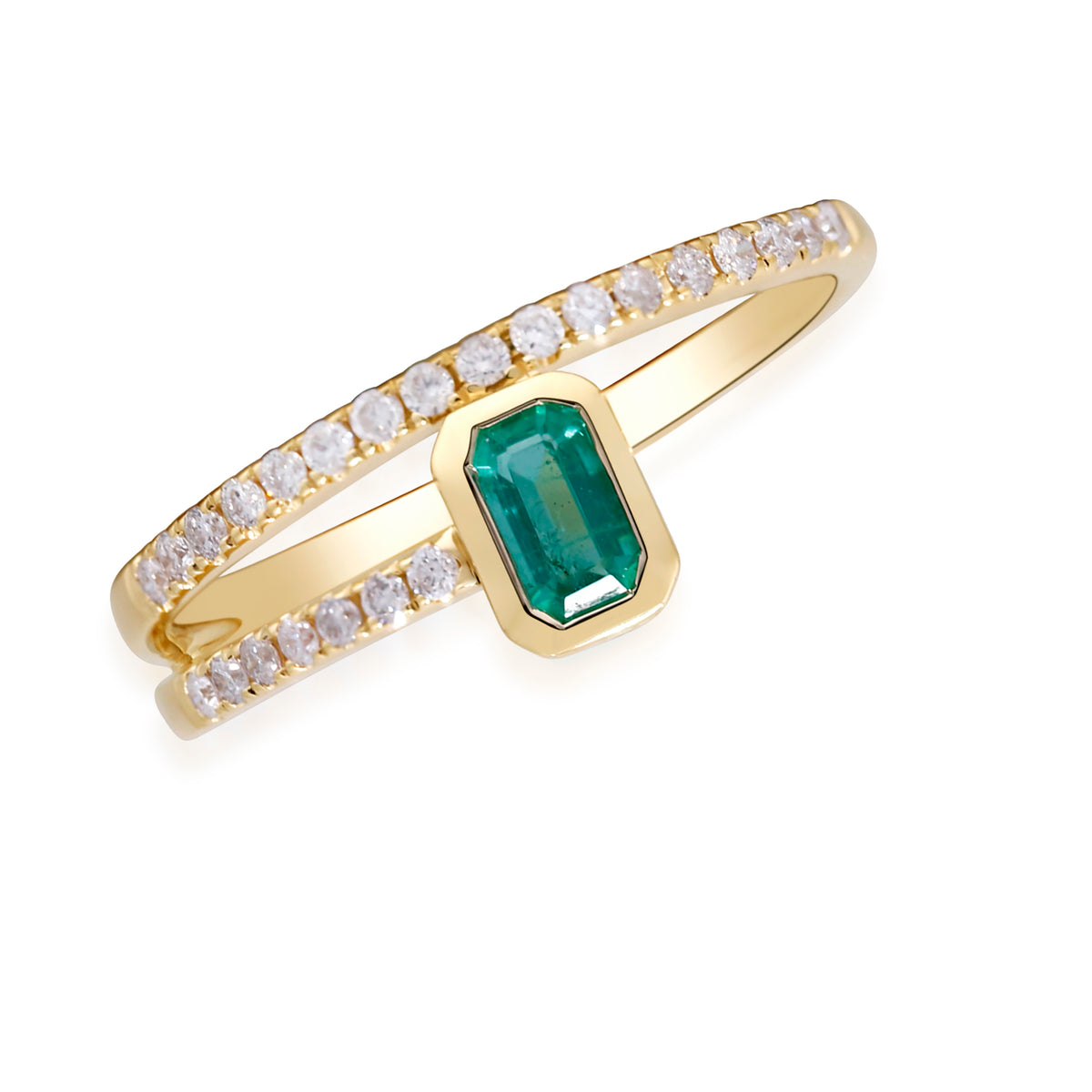 myGemma Yellow Gold Emerald and Diamond Ring pv