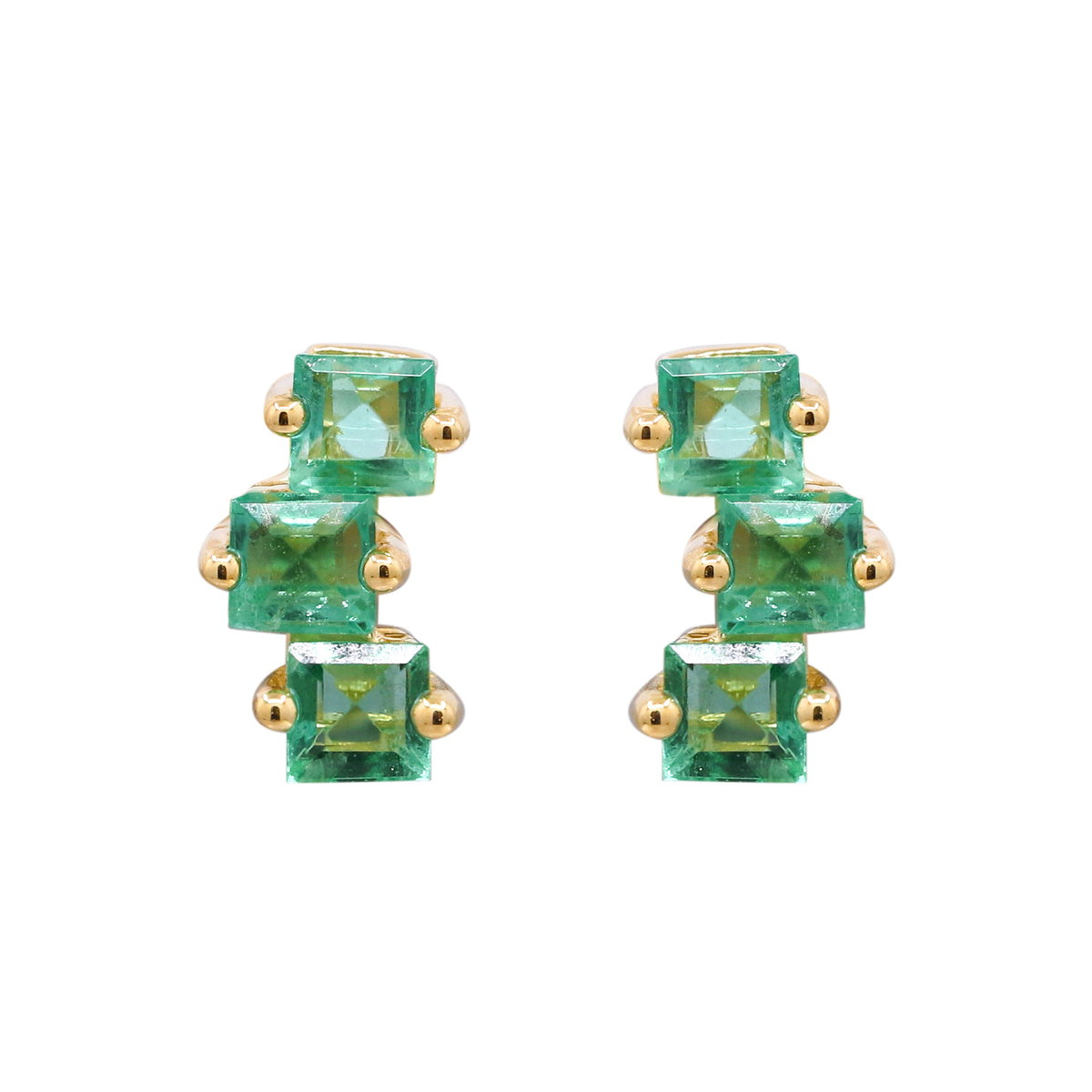 myGemma Yellow Gold Emerald Earrings fv