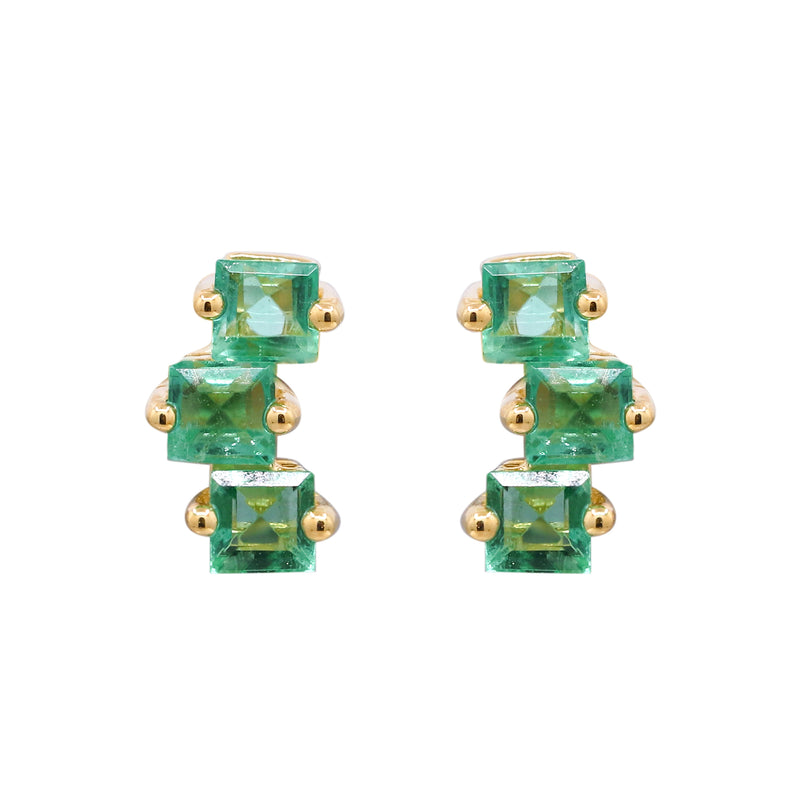myGemma Yellow Gold Emerald Earrings fv