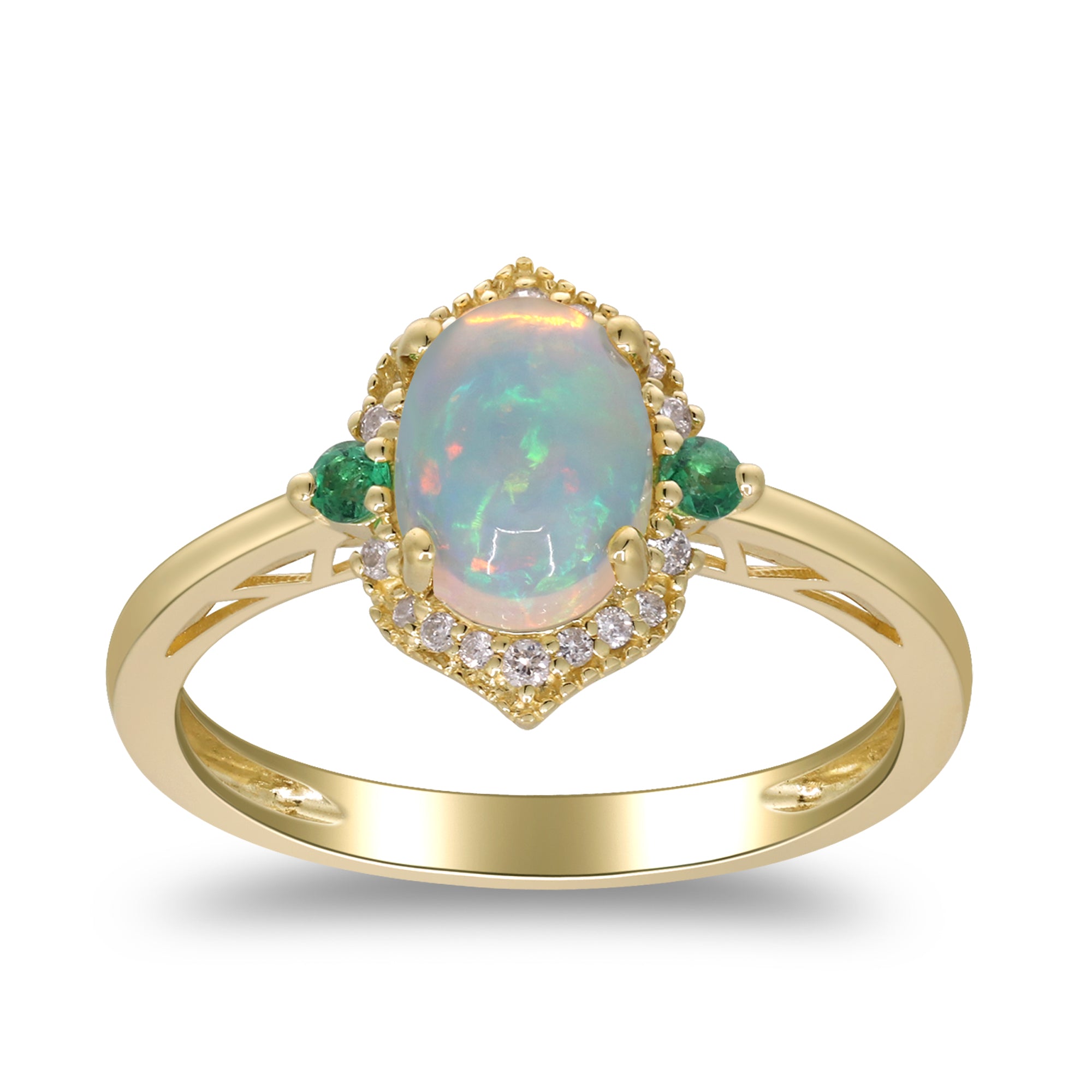 myGemma Yellow Gold Opal and Diamond Cocktail Ring fv