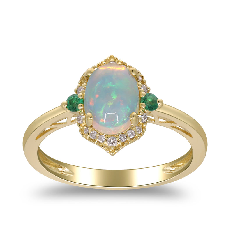 myGemma Yellow Gold Opal and Diamond Cocktail Ring fv