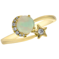 myGemma Yellow Gold Opal and Diamond Star Bypass Ring pv