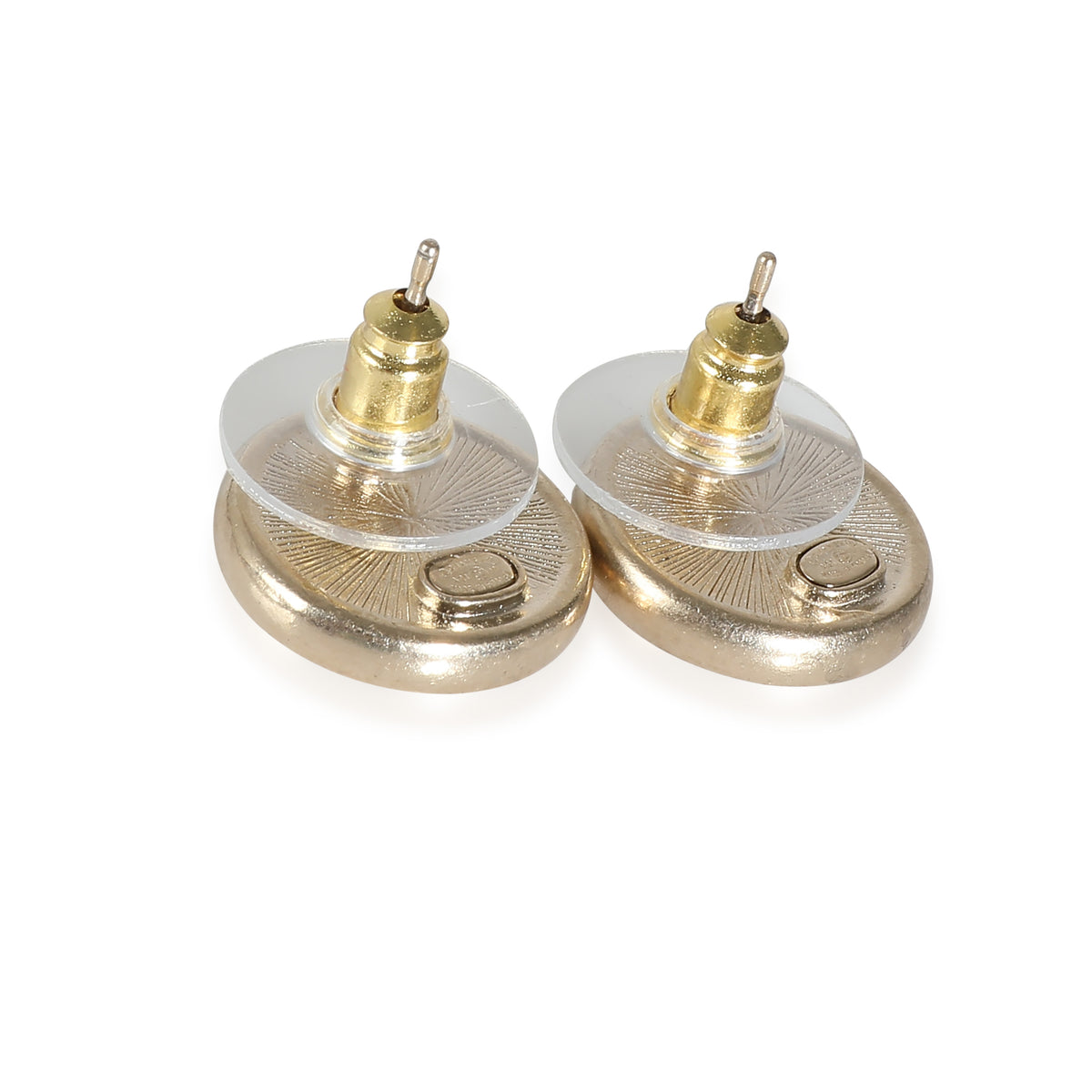 Chanel Gold Plated  2021 Round CC Earrings bv