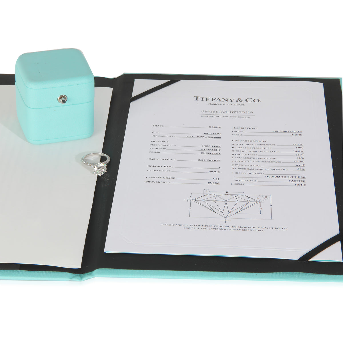 Tiffany & Co. 2.57 ct Round Brilliant Diamond Pave Solitaire Engagement Ring ad1