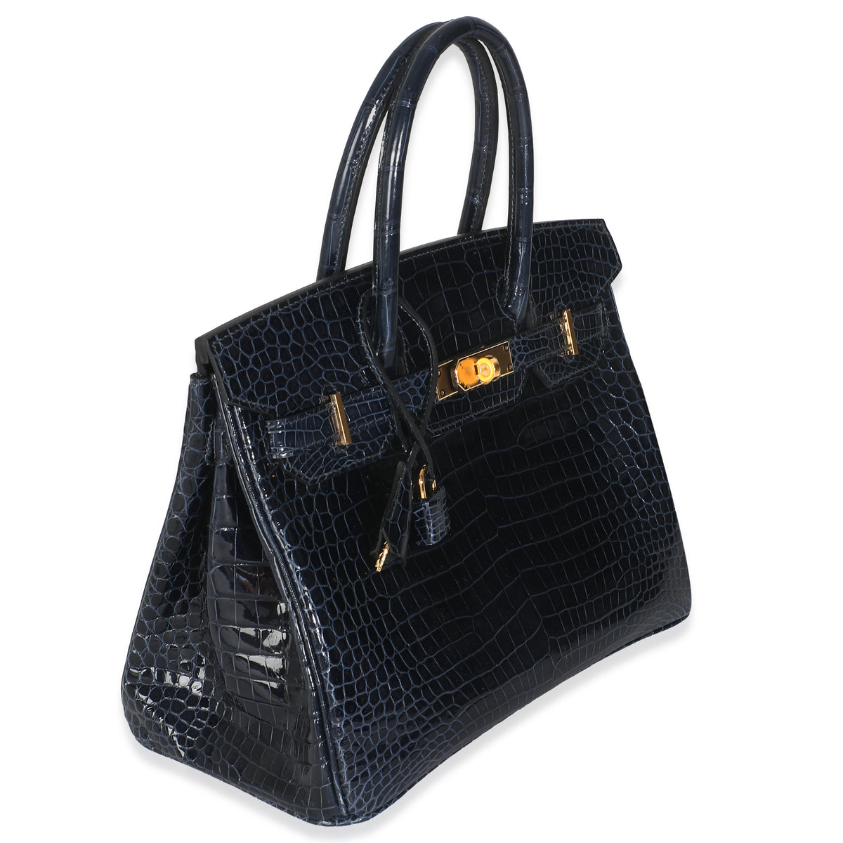 Hermès Bleu Marine Crocodile Porosus Birkin 30 GHW Handbag bv