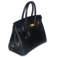 Hermès Bleu Marine Crocodile Porosus Birkin 30 GHW Handbag bv