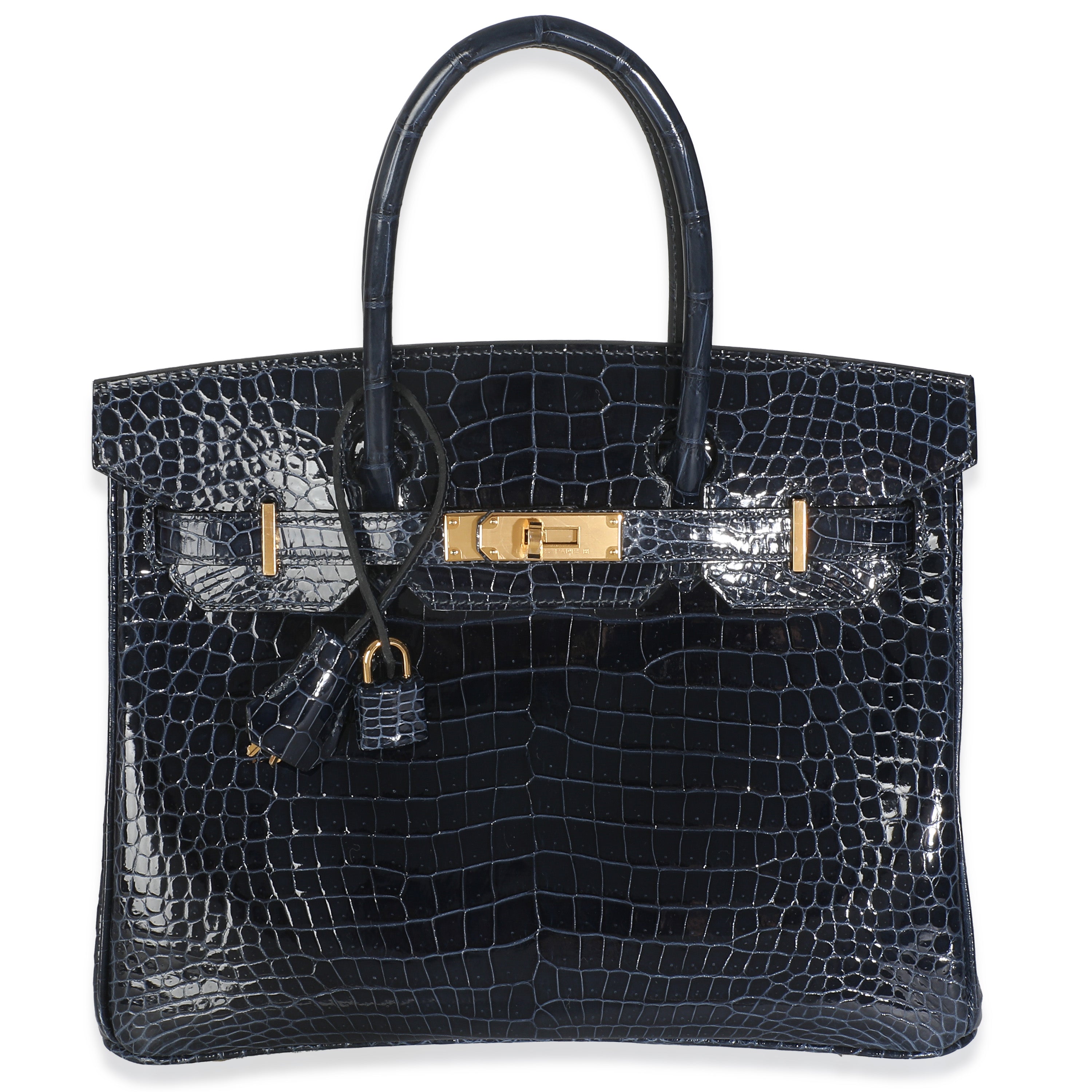 Hermès Bleu Marine Crocodile Porosus Birkin 30 GHW Handbag fv