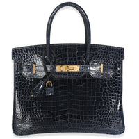 Hermès Bleu Marine Crocodile Porosus Birkin 30 GHW Handbag fv