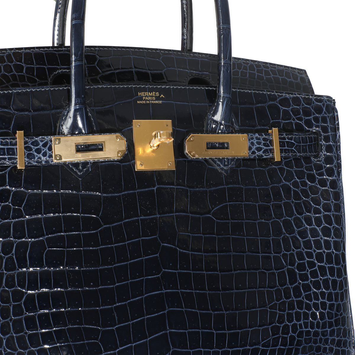 Hermès Bleu Marine Crocodile Porosus Birkin 30 GHW Handbag sv
