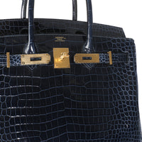 Hermès Bleu Marine Crocodile Porosus Birkin 30 GHW Handbag sv