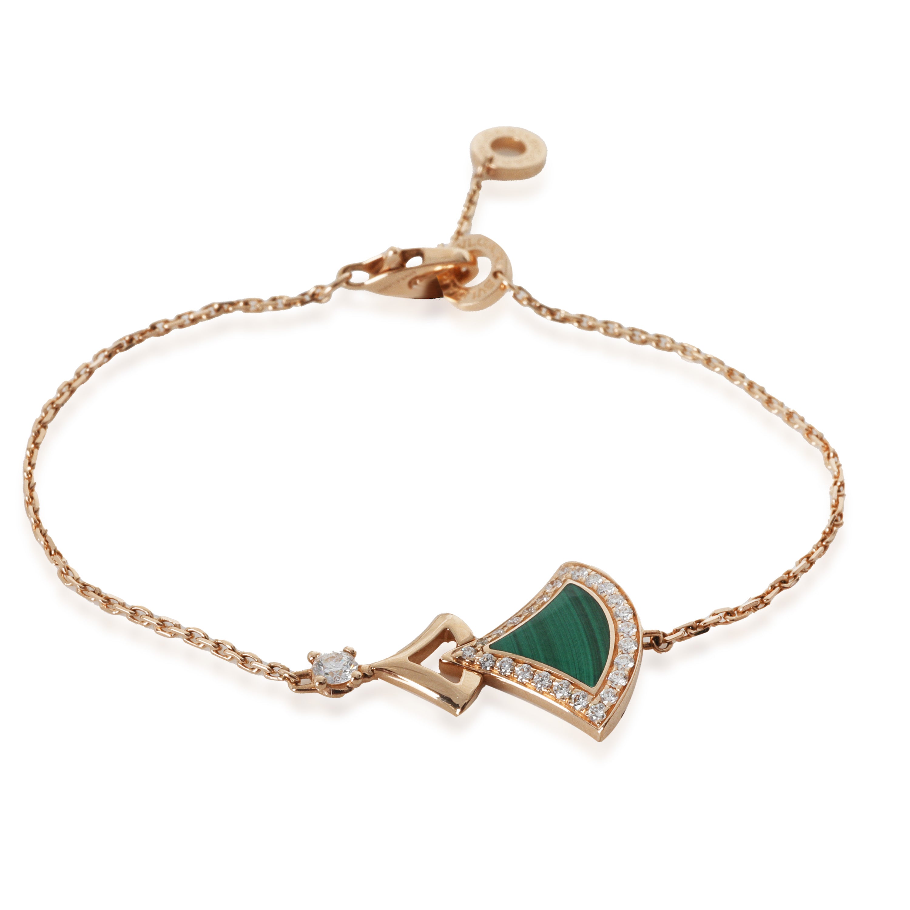 BVLGARI Rose Gold Malachite and Diamond Diva's Dream Bracelet fv
