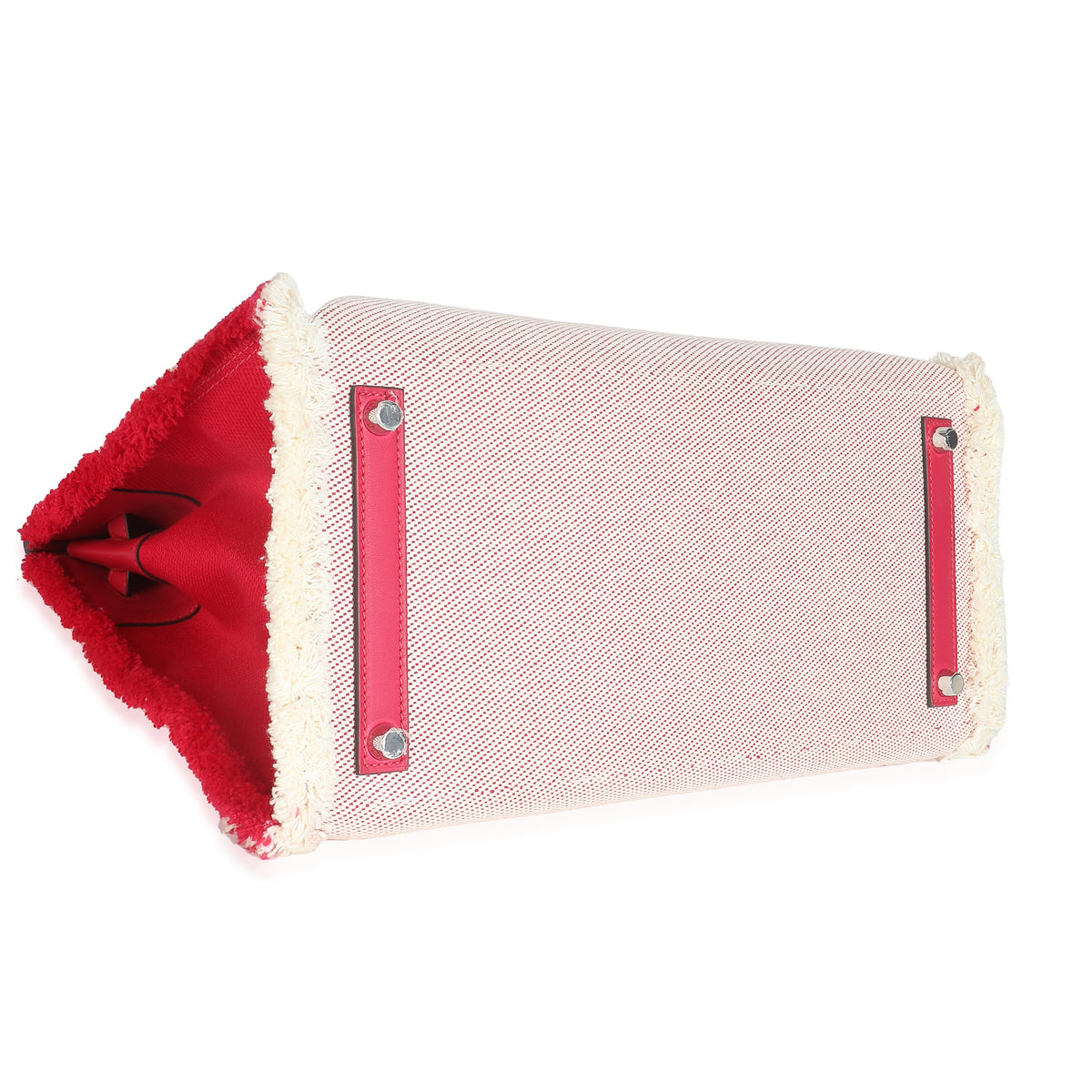 Hermès Framboise Ecru Swift Twill H Fray Fray Birkin 35 PHW Handbag av