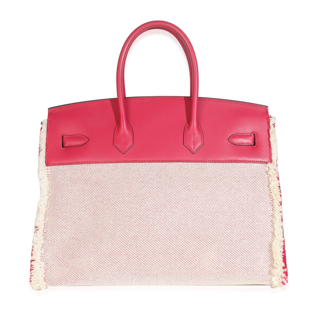 Hermès Framboise Ecru Swift Twill H Fray Fray Birkin 35 PHW Handbag stamp