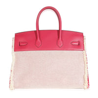 Hermès Framboise Ecru Swift Twill H Fray Fray Birkin 35 PHW Handbag stamp