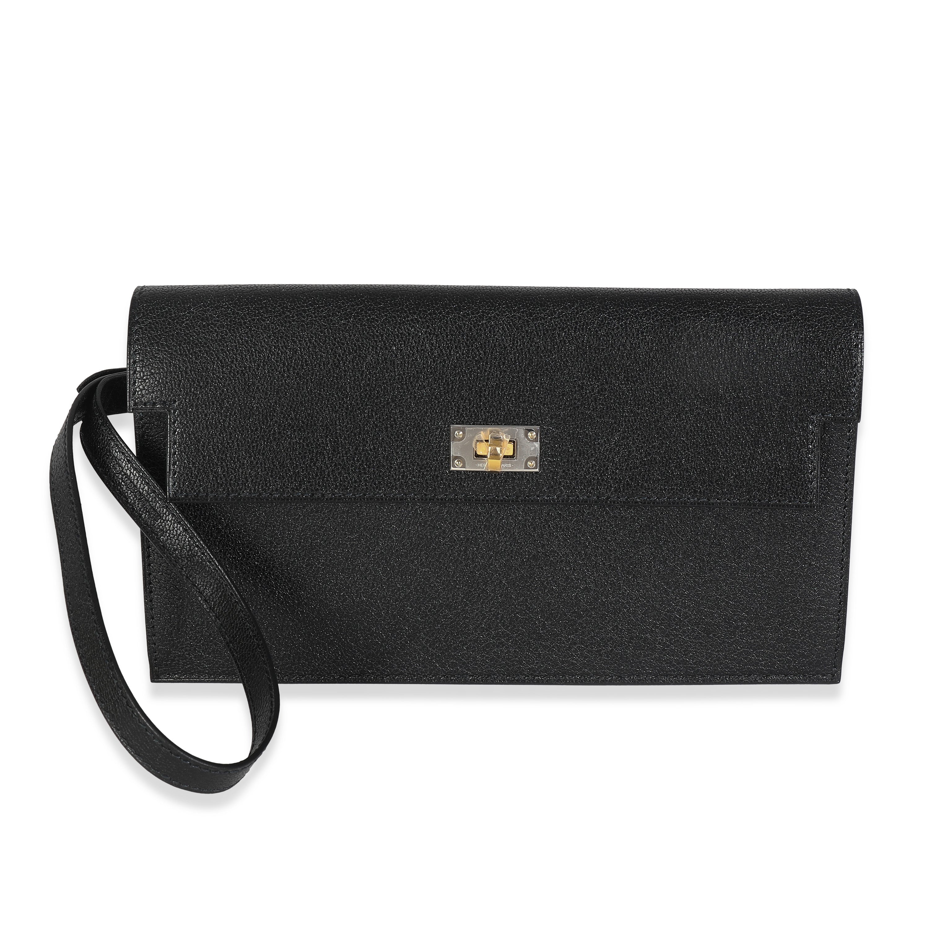 Hermès Black Chevre Chamkila Kelly Pocket Long Wallet EHW Handbag fv