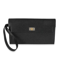 Hermès Black Chevre Chamkila Kelly Pocket Long Wallet EHW Handbag fv