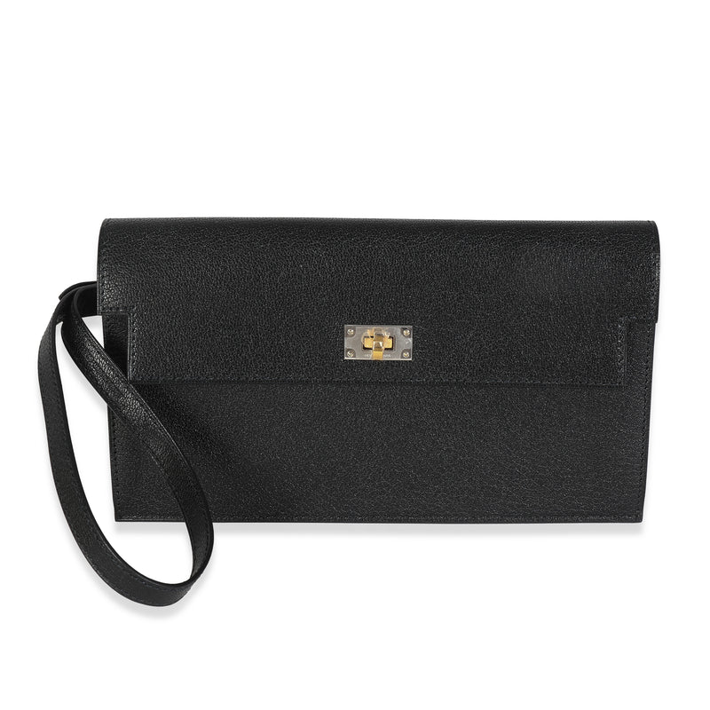 Hermès Black Chevre Chamkila Kelly Pocket Long Wallet EHW Handbag fv