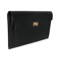 Hermès Black Chevre Chamkila Kelly Pocket Long Wallet EHW Handbag pv