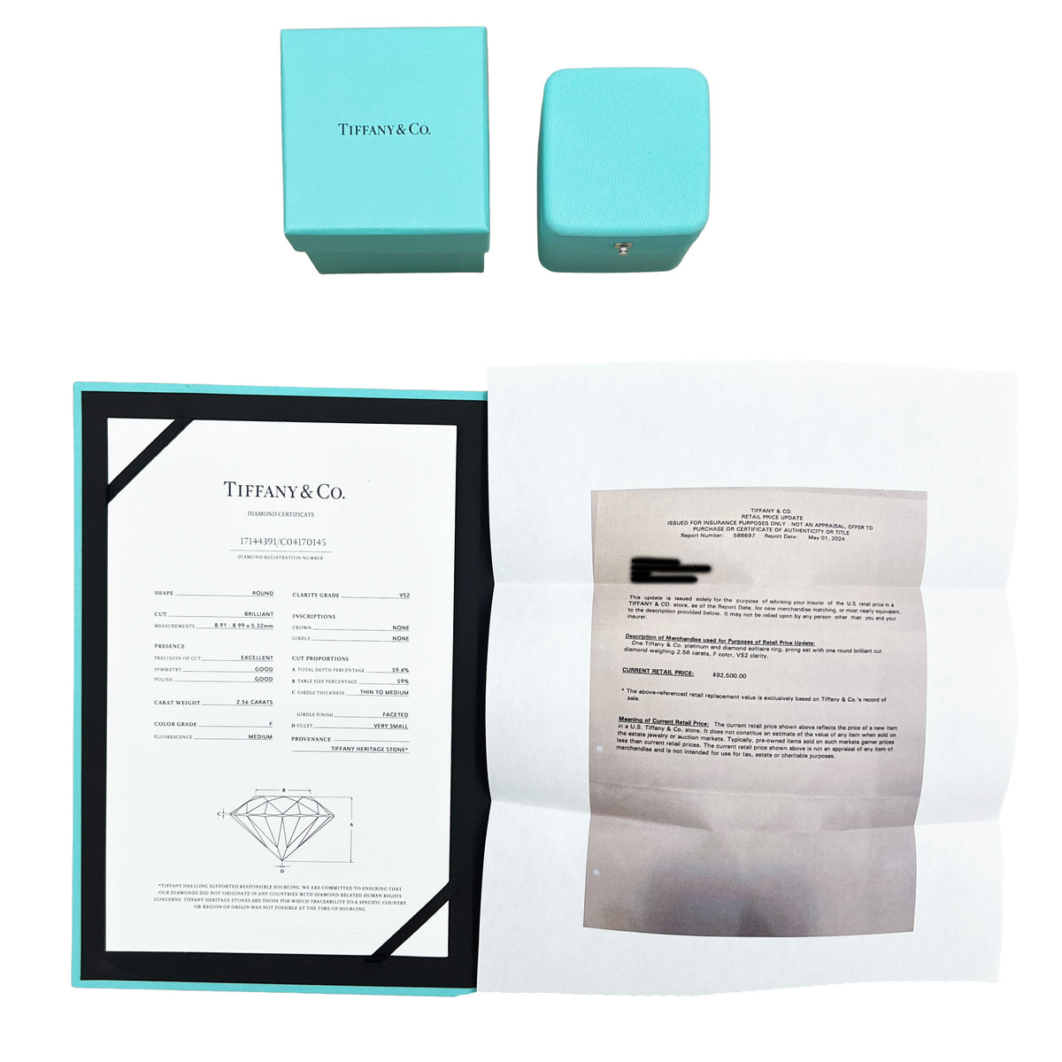 Tiffany & Co. 2.56 ct Round Brilliant Diamond Engagement Ring box